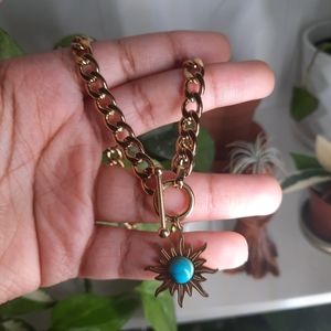 Stainless Steel Plated Gold Chain Star Necklace